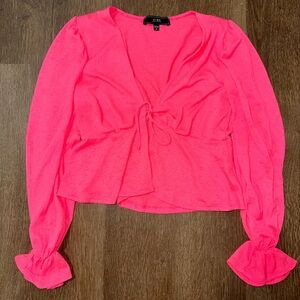 Sheer Pink Long Sleeve Tie Shirt Size M